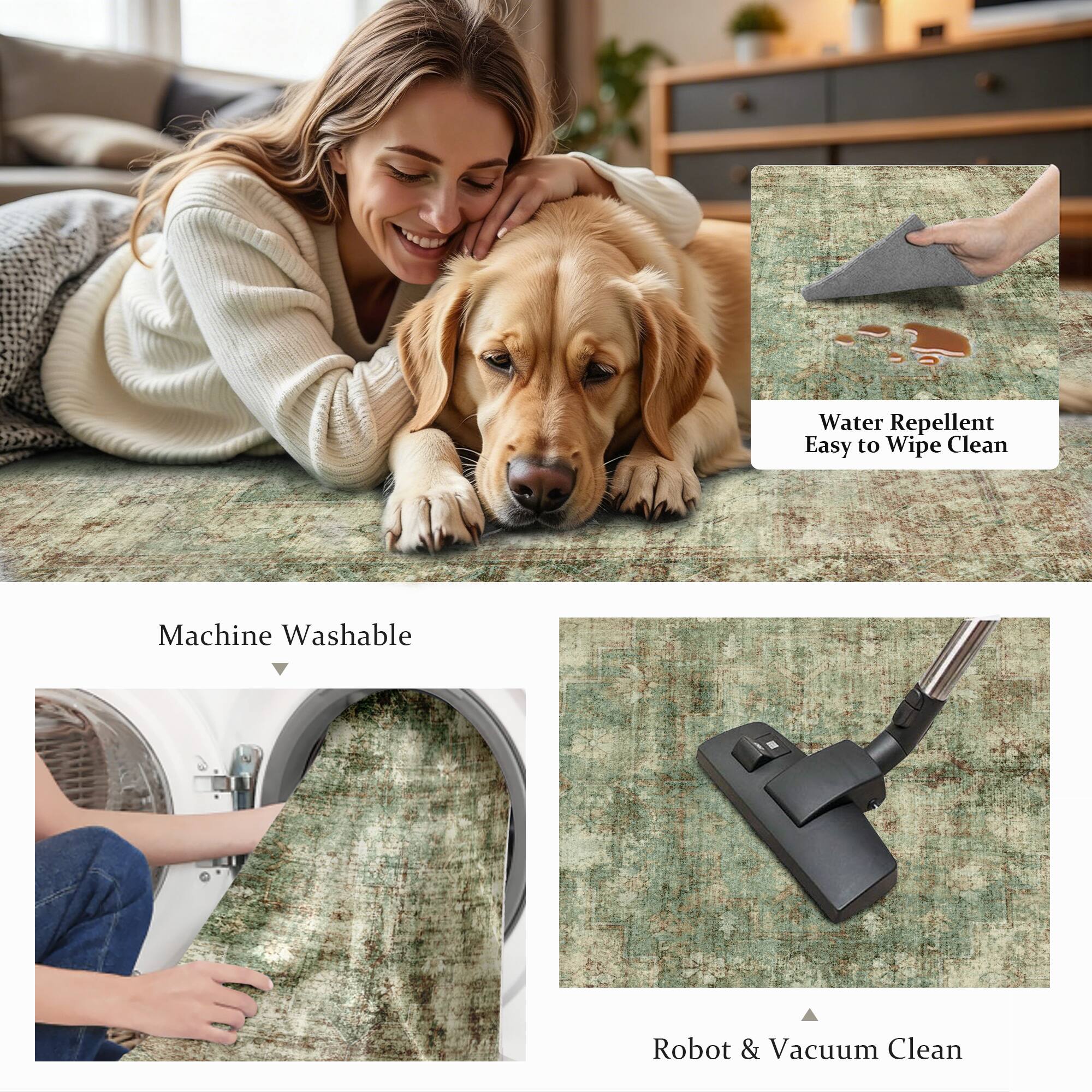 Water Repellent  
Easy to Wipe Clean  
Machine Washable  
Robot & Vacuum Clean