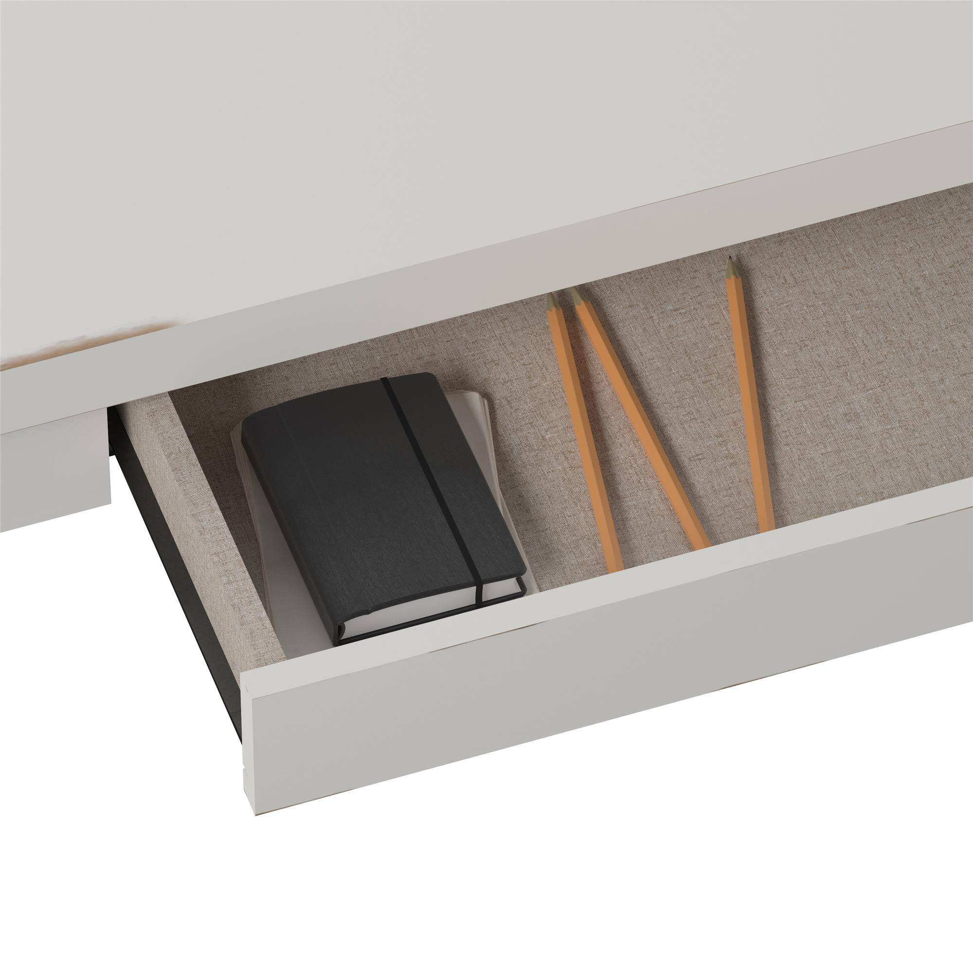 Alt View 6. Glintex - Office Computer Desk – 47" Workstation，Spacious Desktop and Storage Drawer, Durable Design for Home Office Organization - Ivory White.