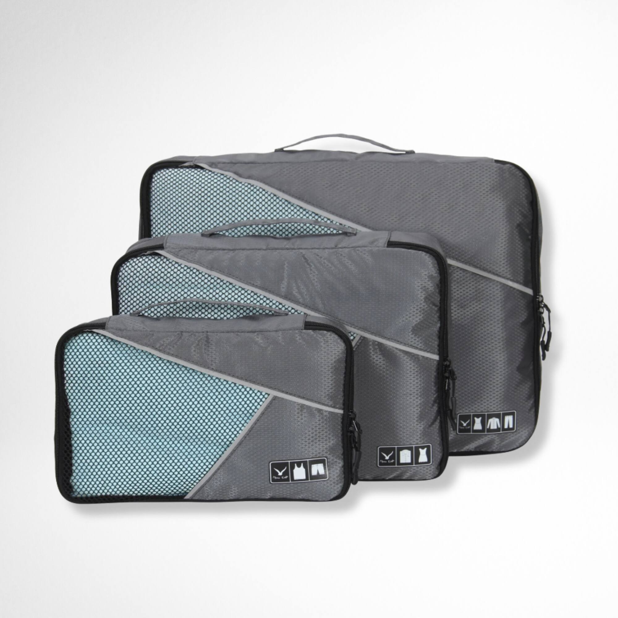 Back. Hynes Eagle - Basic Travel Packing Cube Set (3 pcs) - Gray.