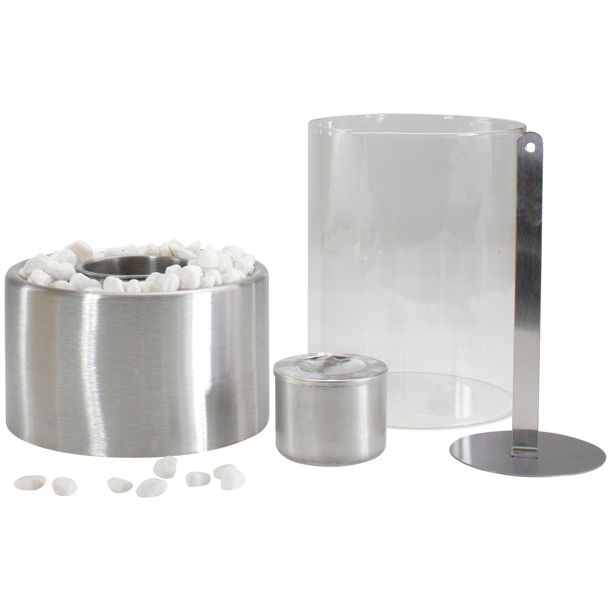 Alt View 5. Northlight - Bio Ethanol Round Portable Fireplace with Base - 10.5" - Silver - Silver.