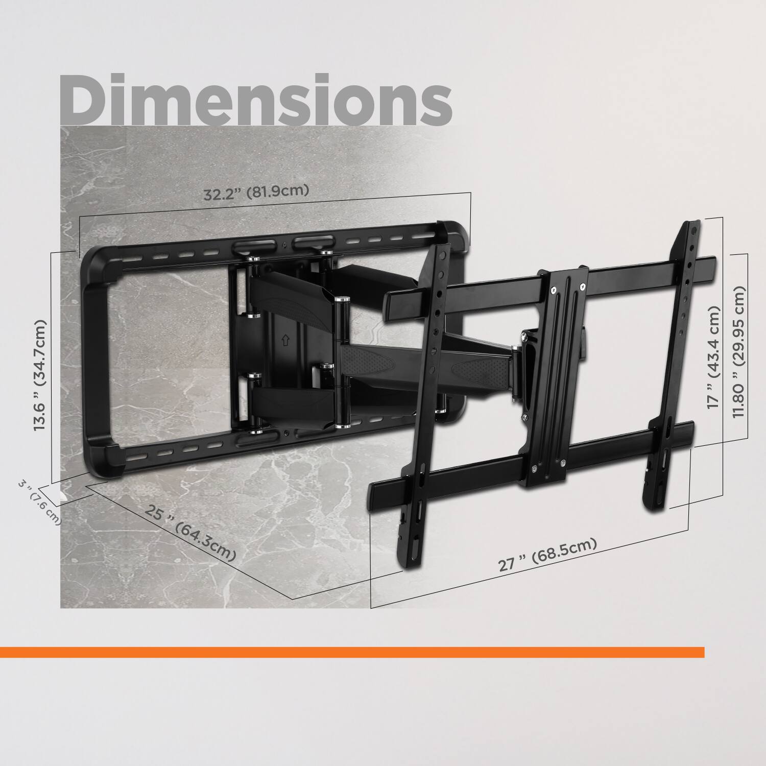 Dimensions

- 32.2" (81.9cm)
- 13.6" (34.7cm)
- 5" (12.7cm)
- 25" (64.3cm)
- 27" (68.5cm)
- 17" (43.4cm)
- 11.8" (29.95cm)