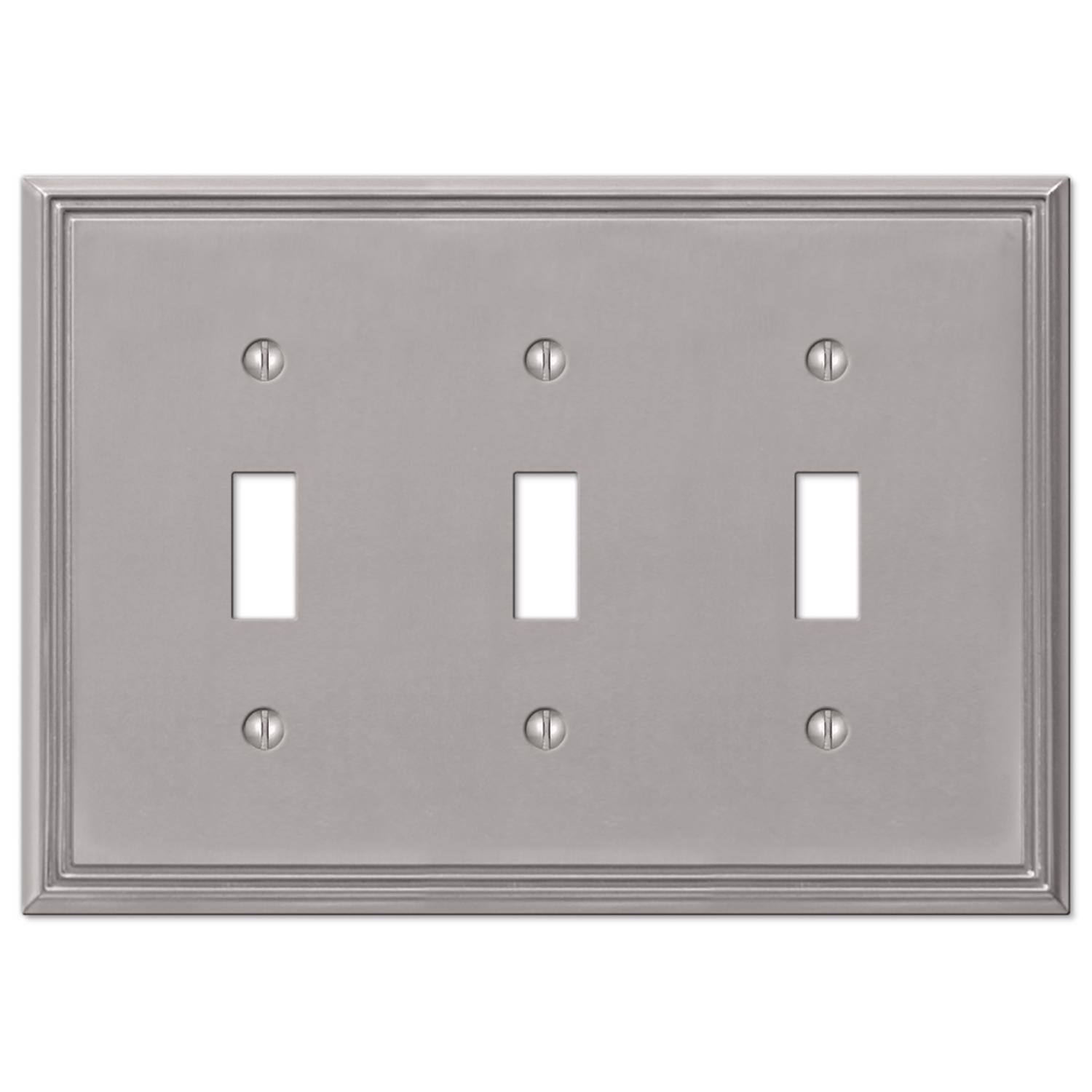Angle. AMERELLE - Amerelle Metro Brushed Nickel 3 gang Die-Cast Metal Toggle Wall Plate 1 pk - Nickel.