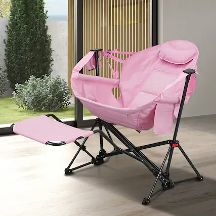 Front. Ainfox - Ainfox Hammock Camping Chair with Footrest - pink.