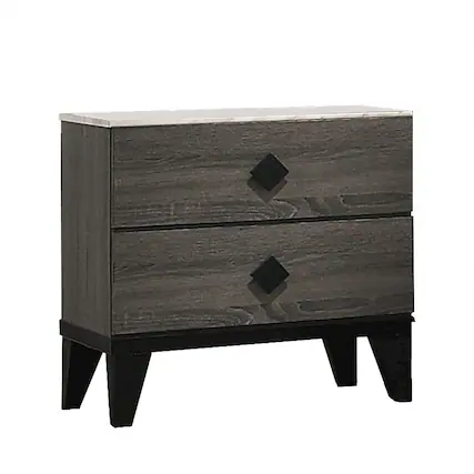 Front. Best Quality Furniture - Madelyn night stand in Rustic Gray Walnut and Faux Marble Top - Gray.