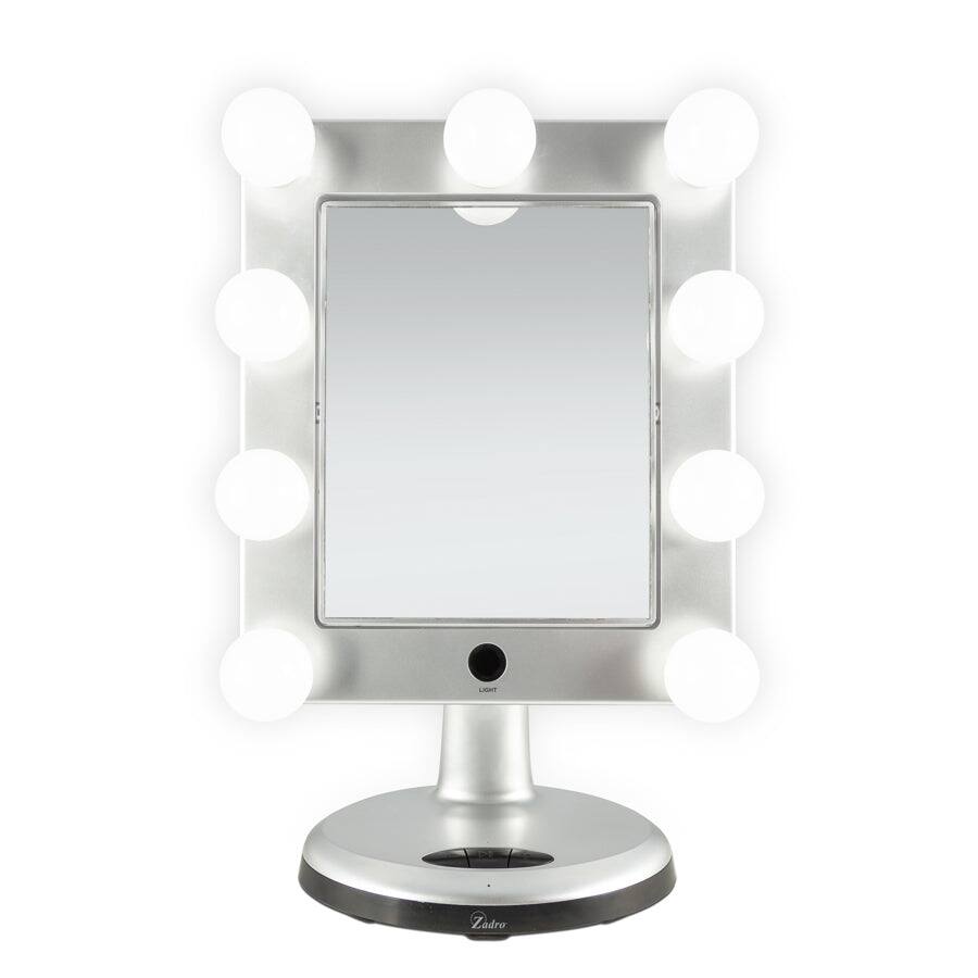 Zadro - Melrose Hollywood Lighted Makeup Mirror with Bluetooth & Magnification - Silver