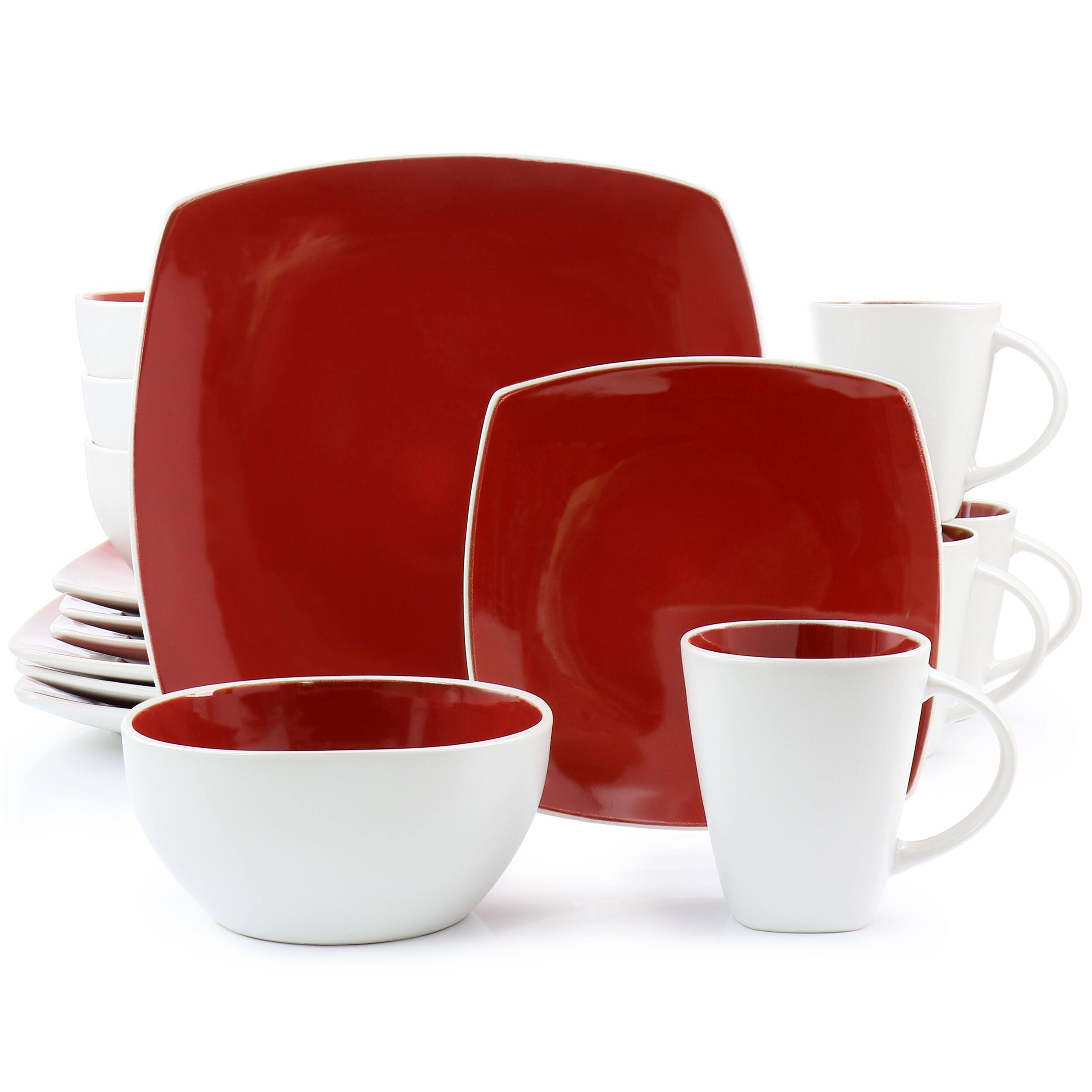 Alt View 9. Gibson - Gibson Elite Soho Lounge 16 Piece Stoneware Dinnerware Set in Red - Red.