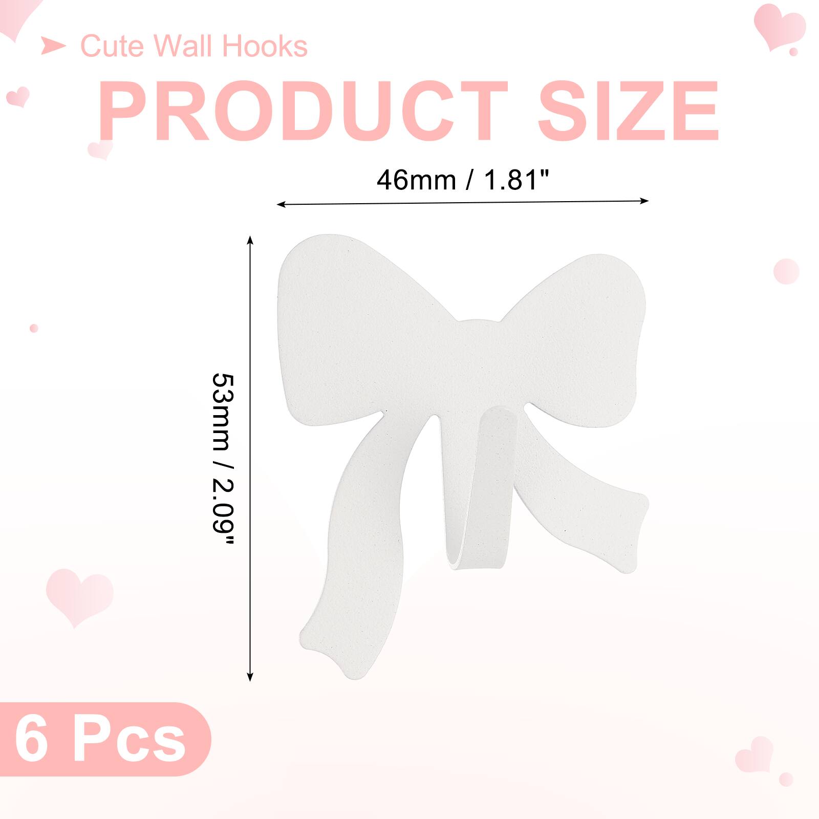 Cute Wall Hooks

PRODUCT SIZE
46mm / 1.81"
53mm / 2.09"

6 Pcs
