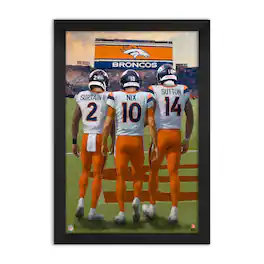 Sporticulture - Pat Surtain II, Bo Nix & Courtland Sutton Framed Three-Player Art Print - Orange