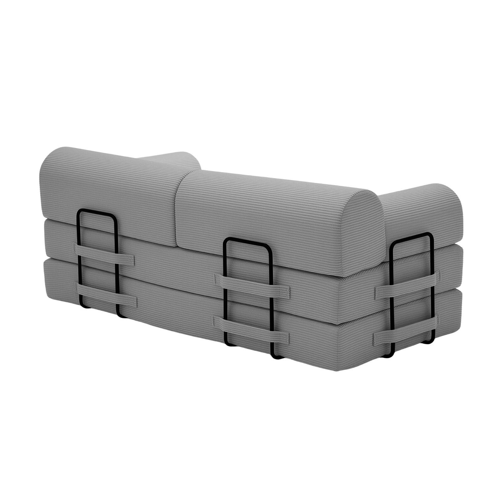 Alt View 1. Anysun - Corduroy Convertible Sleeper Sofa Bed - Folding Mattress Couch with Fixed Frame for Living Room & Bedroom - Light Grey.