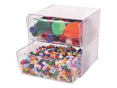 Alt View 3. Deflecto - Cube 2 Compartment Stackable Plastic Storage Drawers, Clear - Clear.