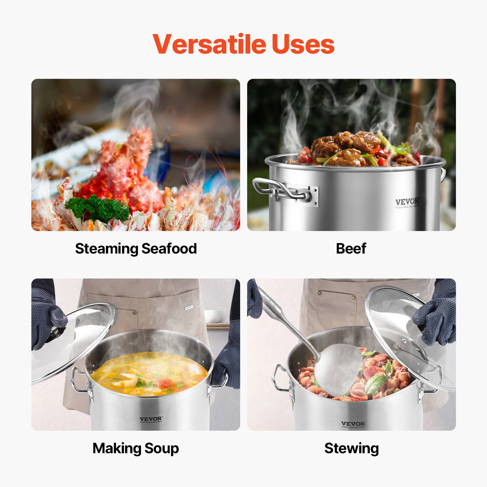 Versatile Uses

- Steaming Seafood
- Beef
- Making Soup
- Stewing