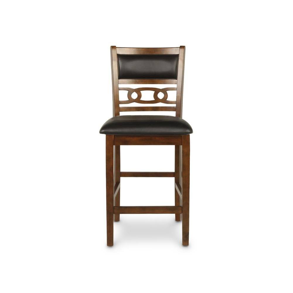 Alt View 2. FurniFact - Brown Wood Dining Chairs Set Of 2, Faux Leather Farmhouse Style Dining Chairs - Brown.