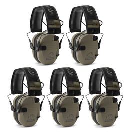 Walkers - Walker's Razor Slim Electronic Shooting Muffs 5-Pack, Flat Dark Earth FDE - Green/Tan