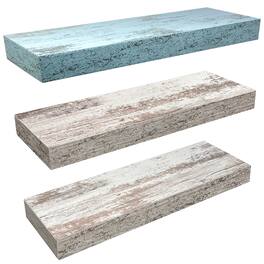 3 Pack (16"x5") Sorbus Floating Wall Shelves for Bedroom, Decor, Kitchen, Living Room - for Trophies, Frames, Bookshelf - Blue