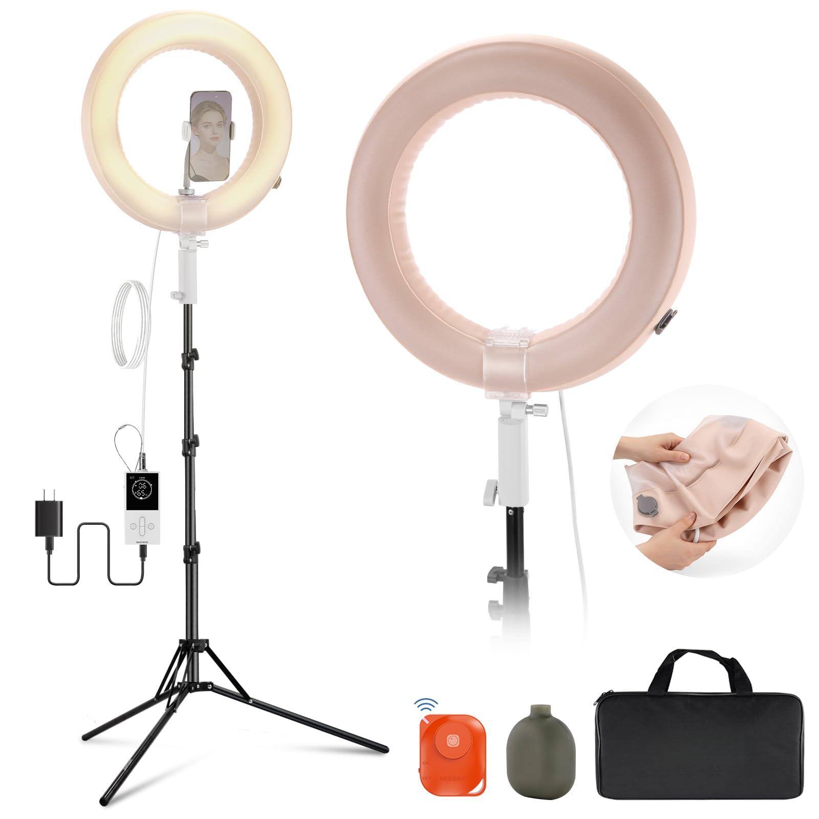 Reds Spade - NEEWER Ring Light Kit 55W 5600K Professional LED Stand Phone Holder Soft Tube Bag Tattoo Lash Extension - RA14B