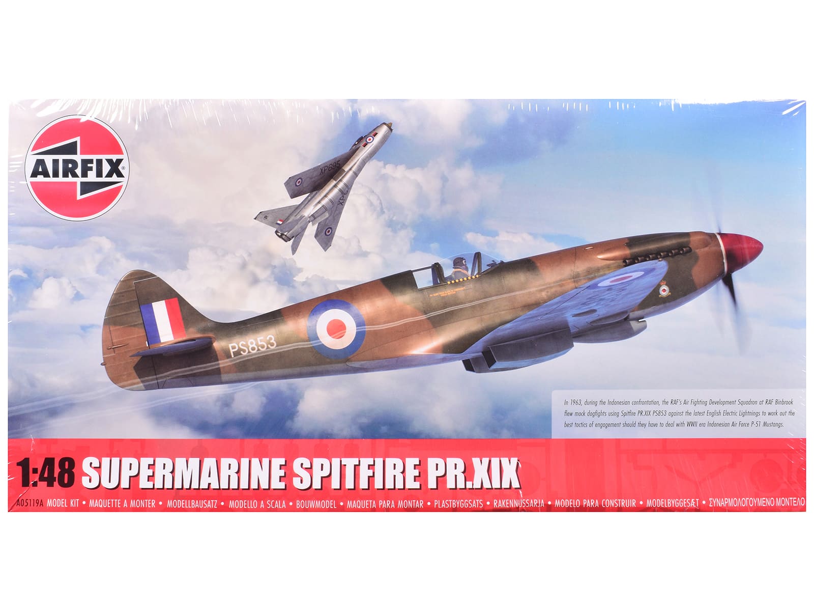 Level 2 Model Kit of Supermarine Spitfire PR.XIX Fighter Aircraft with 3 Scheme Options 1/48 Plastic Model Kit by Airfix price history on PriceWatchPro