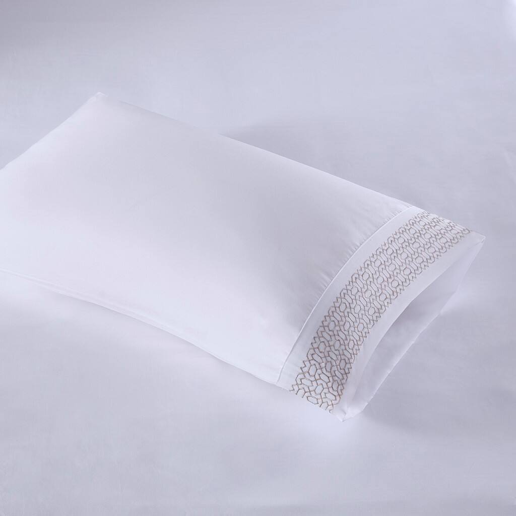 Alt View 3. Gracie Mills - Gracie Mills Luca 4-Peice Embroidered Soft Brushed Microfiber Sheet Set - Taupe Geo.