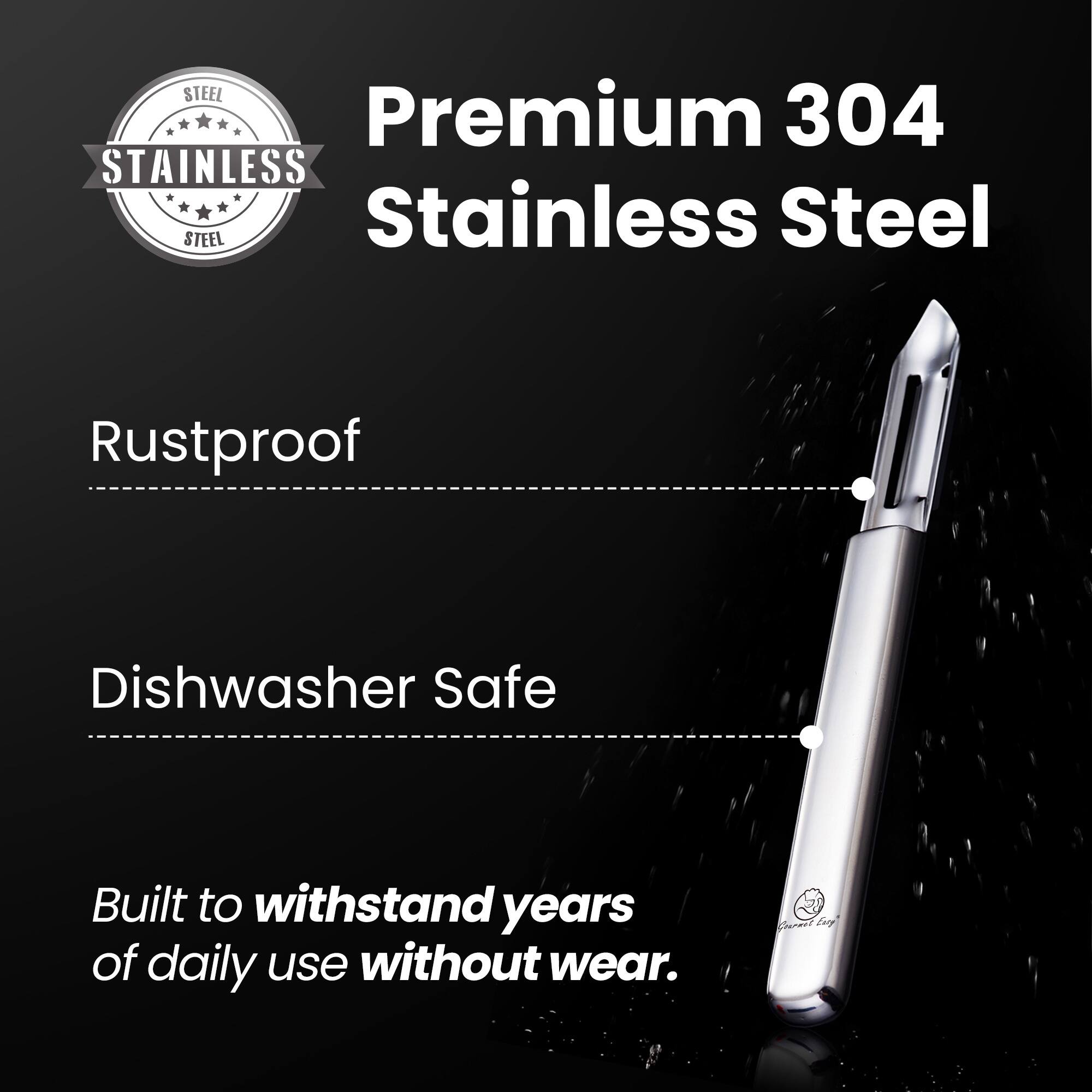 Premium 304 Stainless Steel

- Rustproof
- Dishwasher Safe
- Built to withstand years of daily use without wear.