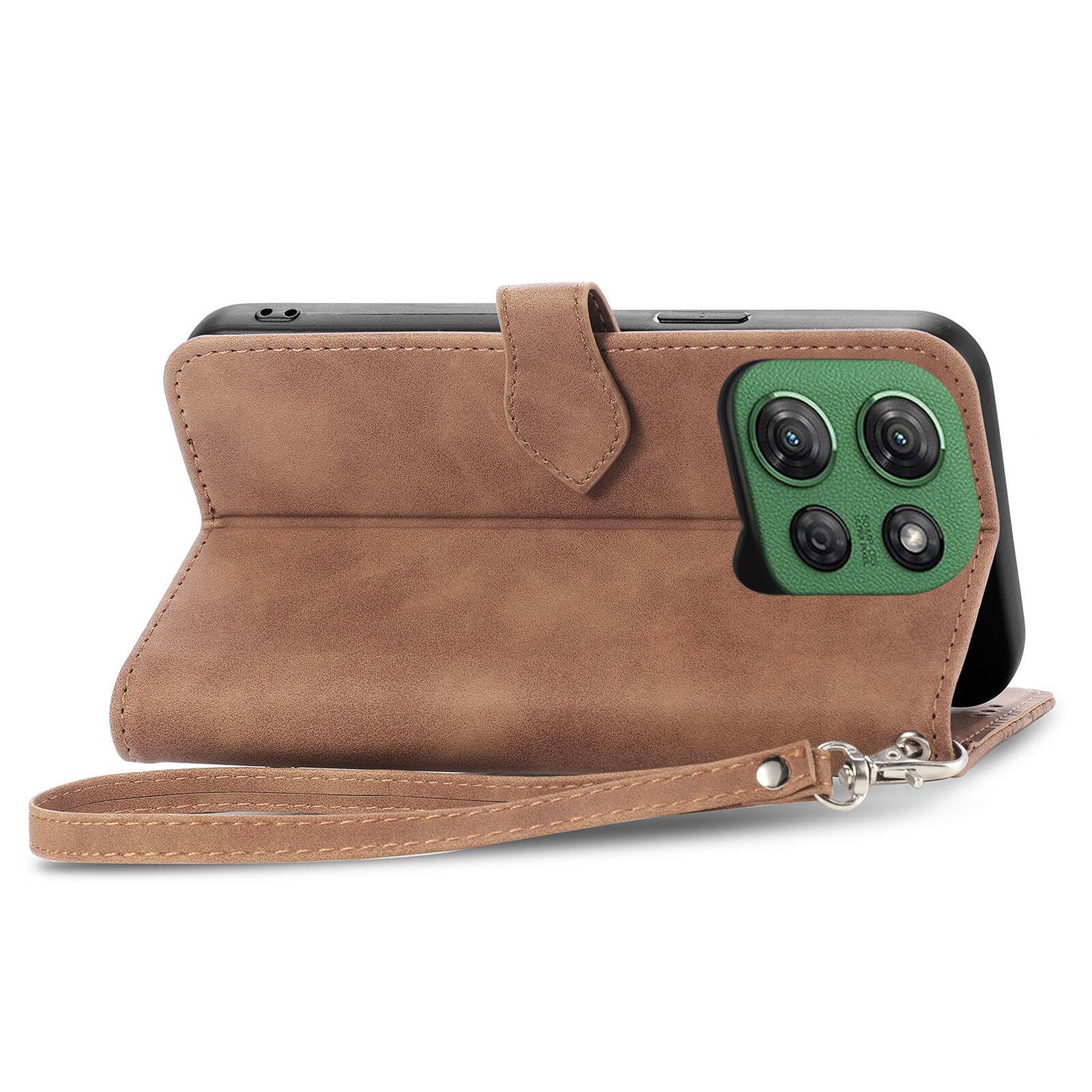 Alt View 1. Dteck - for Motorola G Power 5G (2025) Slim Wallet Case,Shockproof PU Leather Card Holder Cover with Zipper Pocket & Wrist Strap - Brown.