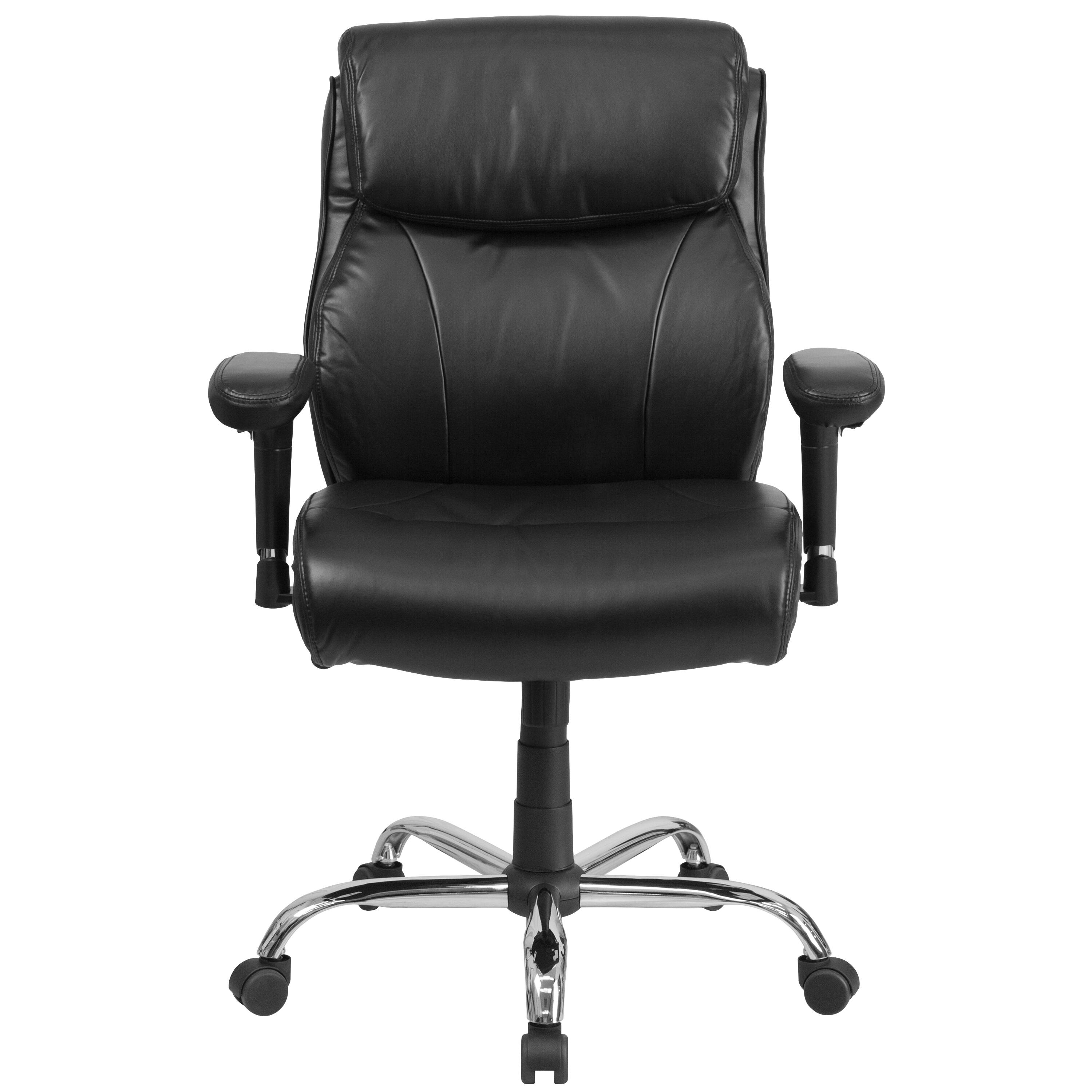 Alt View 7. Emma + Oliver - 400 lb. Big & Tall Mid-Back Swivel Clean Line Stitch Ergonomic Task Office Chair - Black LeatherSoft.