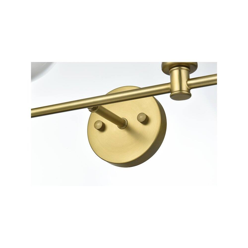 Alt View 3. Living District - Collier 2 Light Satin Gold and Frosted White Glass Wall Sconce - Satin Gold.