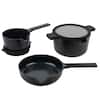 Front. Alva - Alva Neat Nesting Nonstick Cookware Set 5-Piece Set - Easy to Clean, Oven Safe - Black.