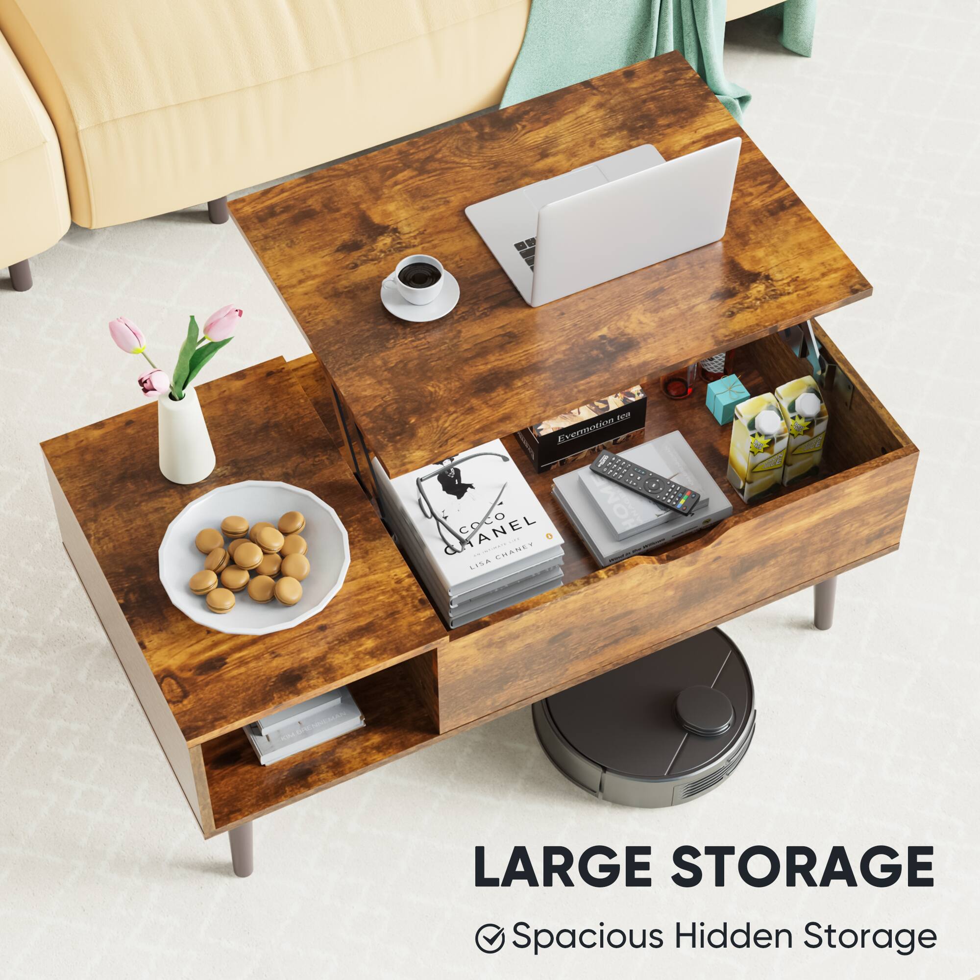 LARGE STORAGE  
Spacious Hidden Storage