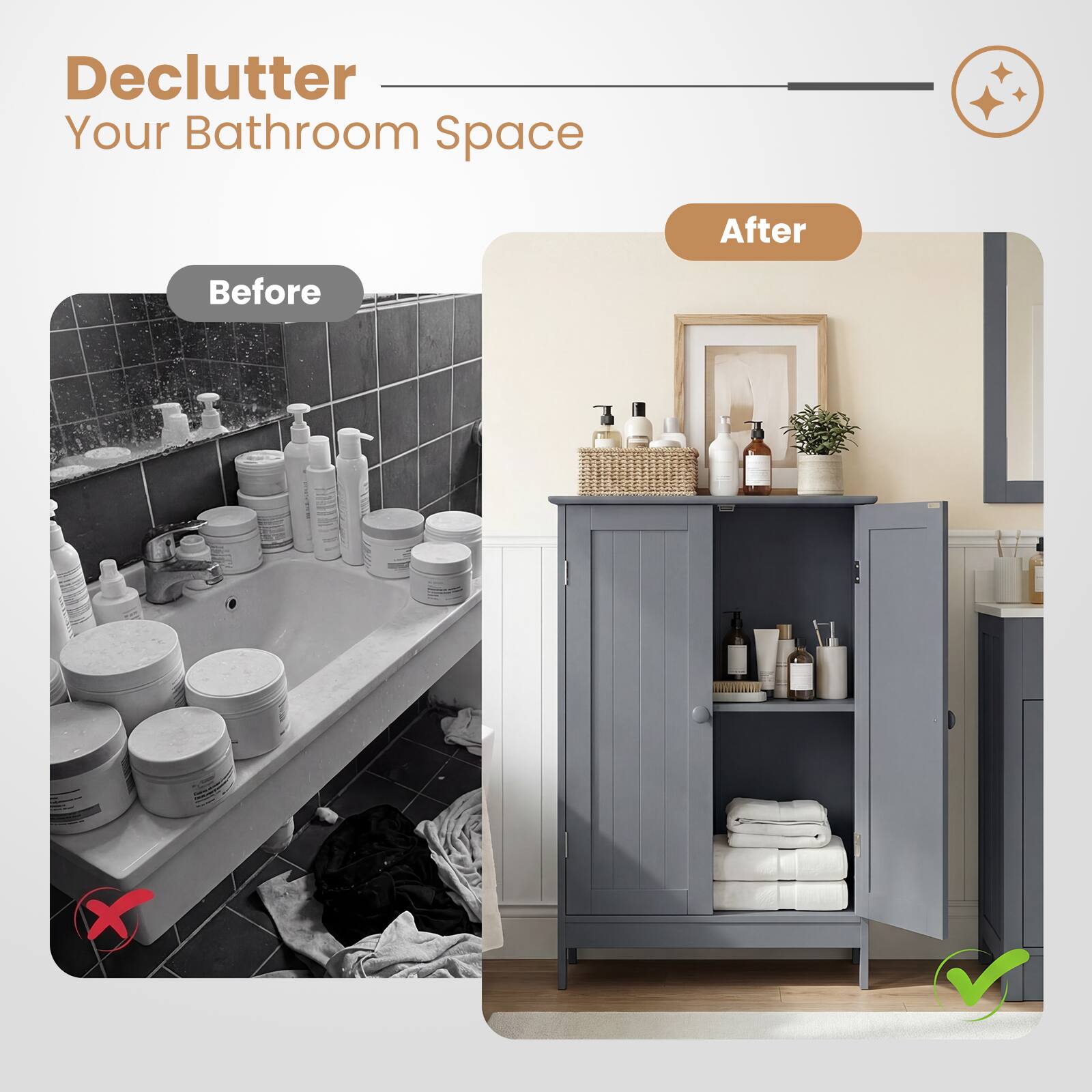Declutter Your Bathroom Space

Before

After