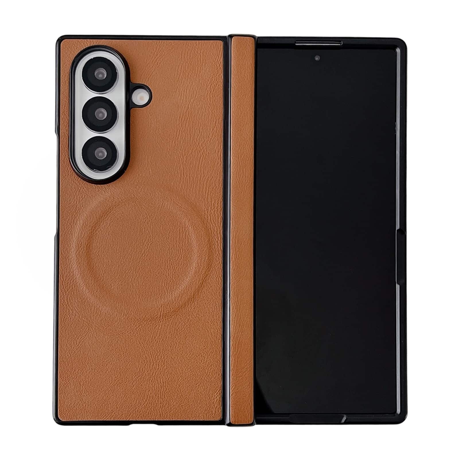 Dteck - Magnetic Leather Texture Phone Case for Samsung Galaxy Z Fold8 Ultra with Screen Protector, Hard PC Protective Cover - Brown price history on PriceWatchPro