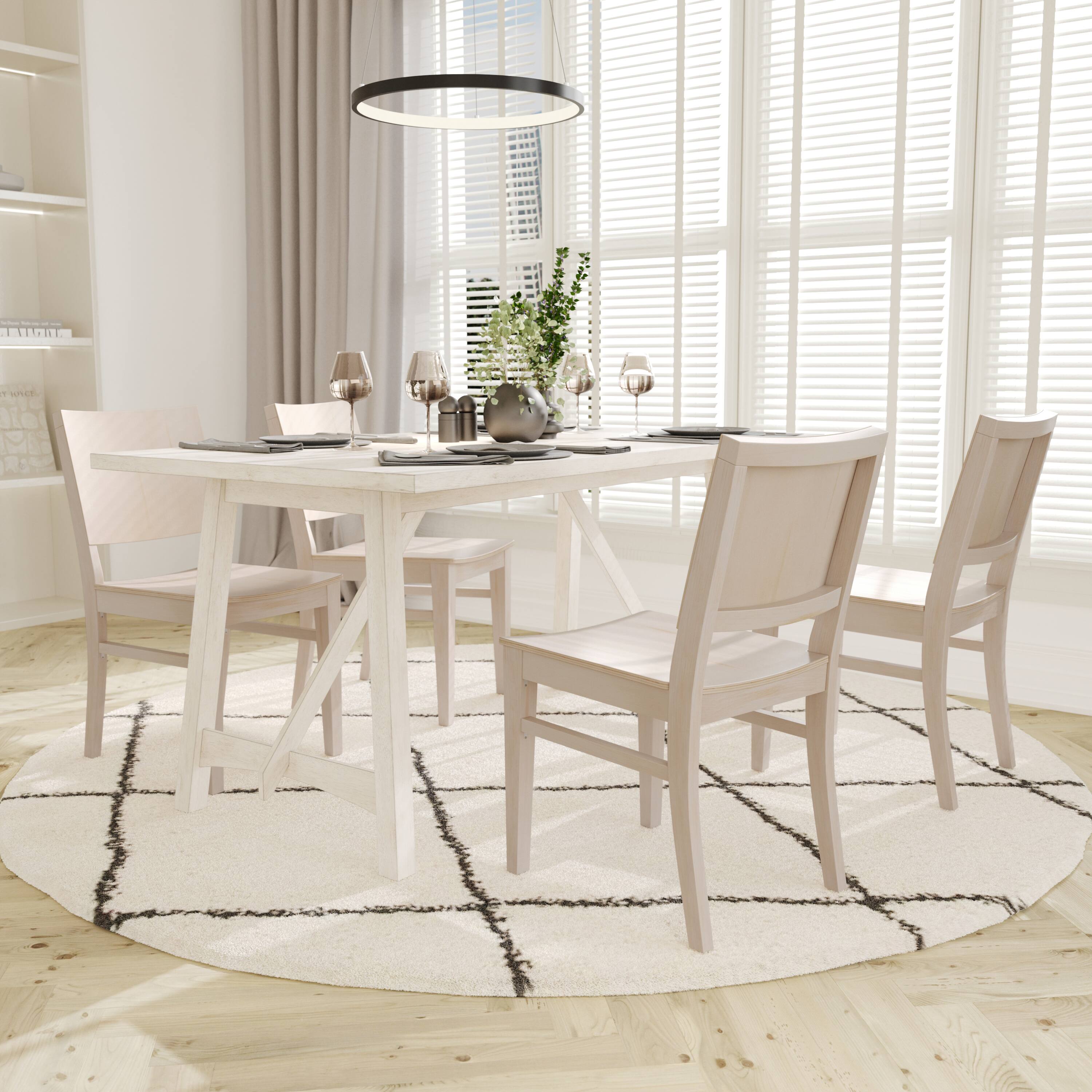 Alt View 3. Emma + Oliver - Spencer Dining Chair with Curved Backrest and Solid Wood Construction - Antique White.