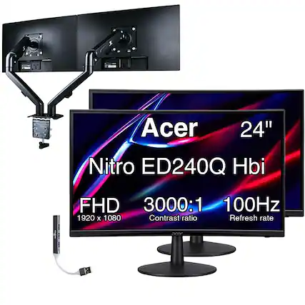 Acer 24" Nitro ED240Q Hbi FHD 3000:1 100Hz 1920 x 1080 Contrast ratio Refresh rate