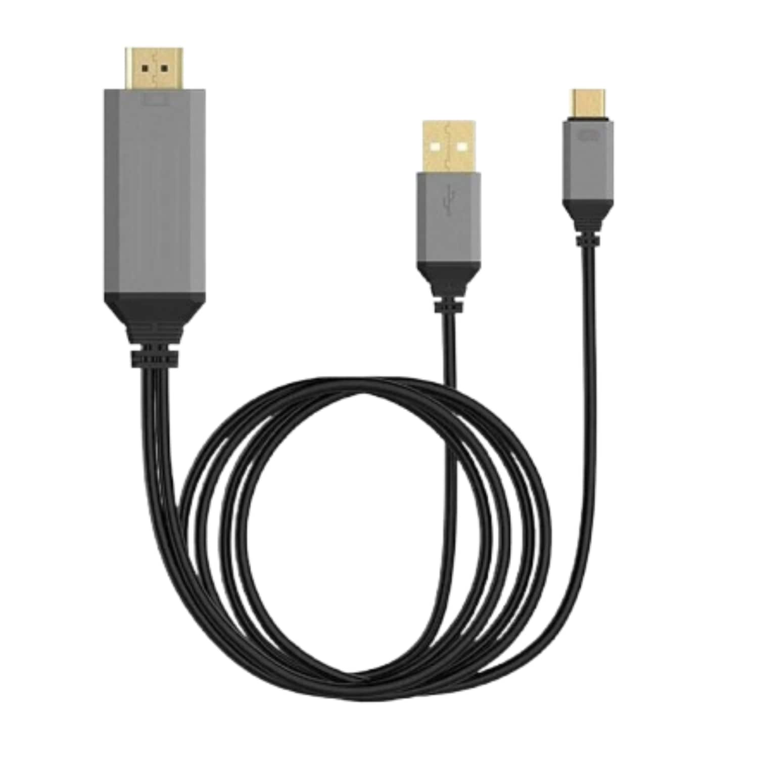 Stock Preferred - USB-C/USB-A to HDMI Cable Black HDTV 4K 60Hz HDMI for Samsung, MacBook, Android & iPhone