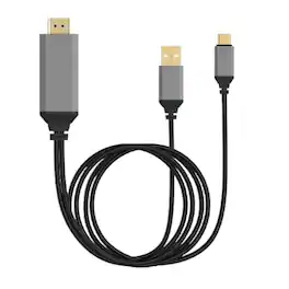 Stock Preferred - USB-C/USB-A to HDMI Cable Black HDTV 4K 60Hz HDMI for Samsung, MacBook, Android & iPhone