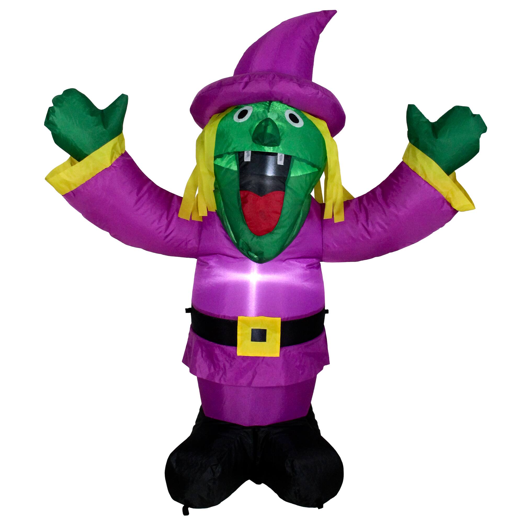 Front. Northlight - Lighted Inflatable Witch Outdoor Halloween Decoration - 3.5' - Purple.