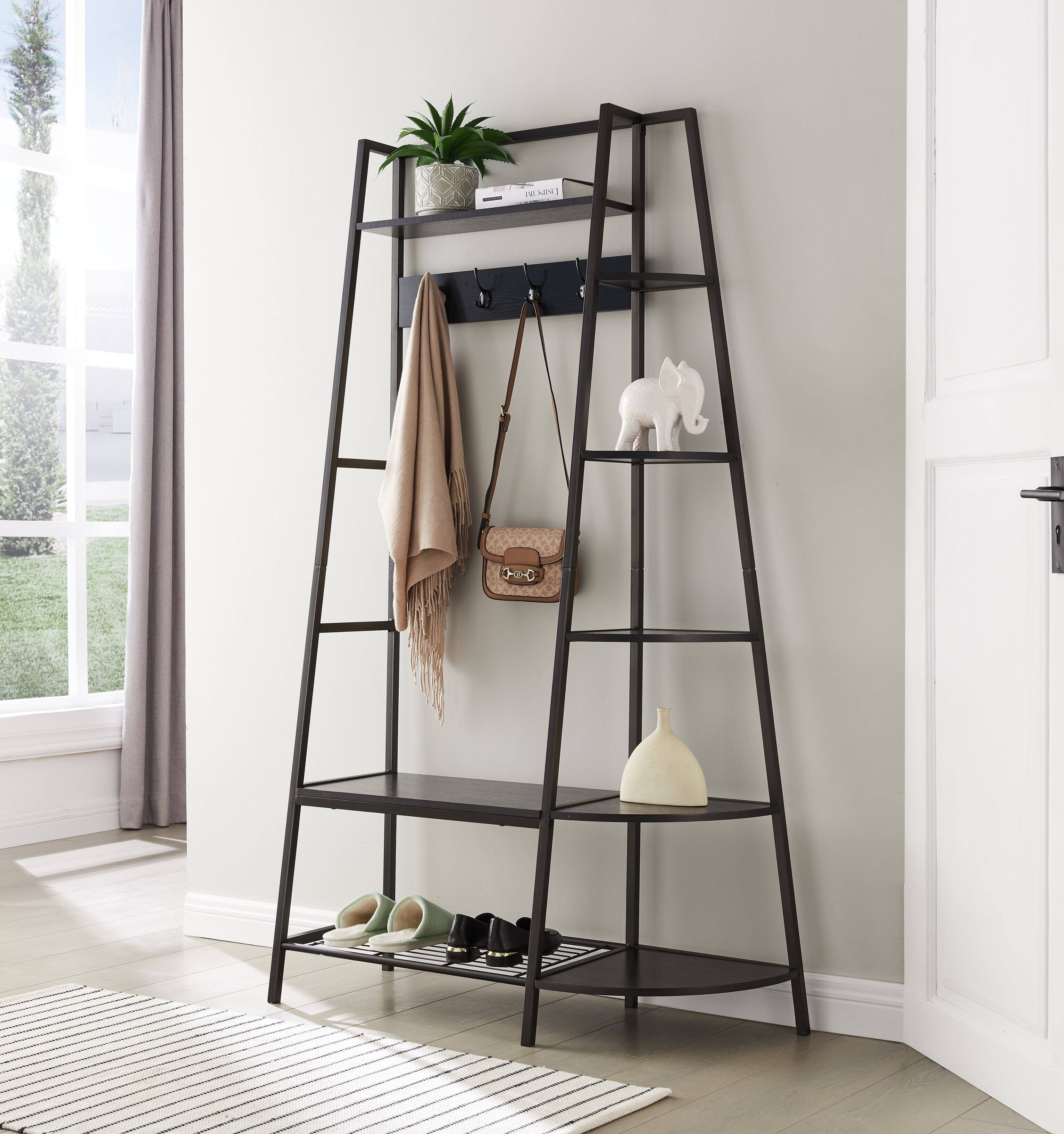 Front. Kings Brand Furniture - Kings Brand Furniture Rankin Entryway Hall Tree Coat Rack with Storage - Dark Grey.