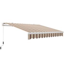 Outsunny - 13' x 8' Retractable Awning, Patio Awnings, Sunshade Shelter w/ Manual Crank Handle, UV & Water-Resistant Fabric - Red Stripes