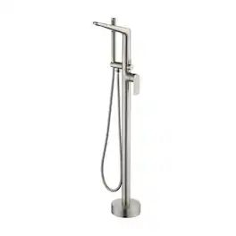 Boyel Living - Brushed Nickel Bathtub Faucet Cast Brass Single Handle Handheld Spray 60-Inch Steel Hose cUPC - Silver
