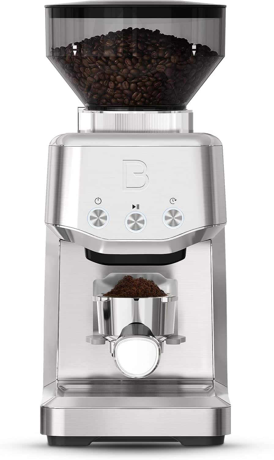 Casabrews - Tornado Basic Conical Burr Coffee Grinder with 35 Grind Settings - Silver