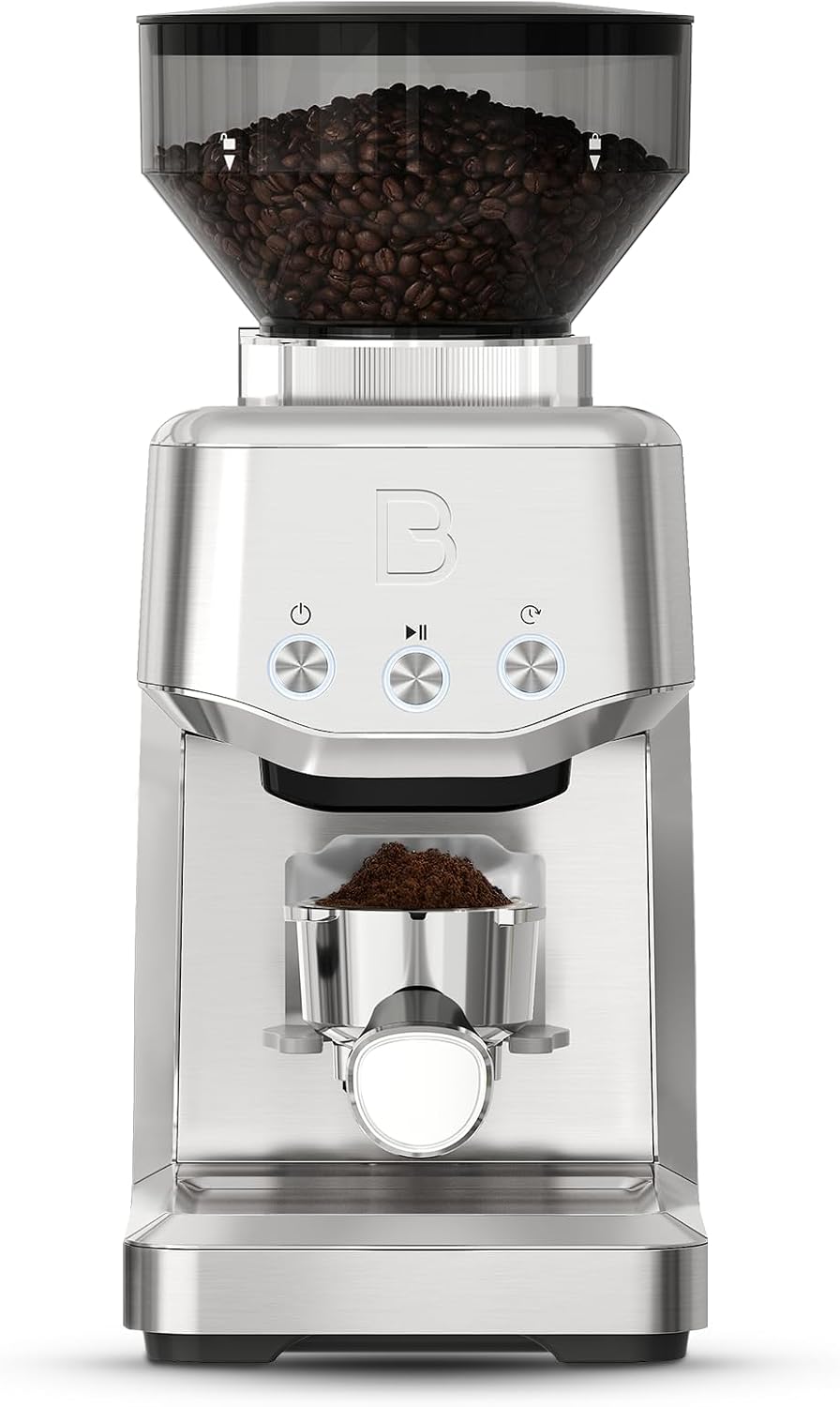 Front. Casabrews - Tornado Basic Conical Burr Coffee Grinder with 35 Grind Settings - Silver.
