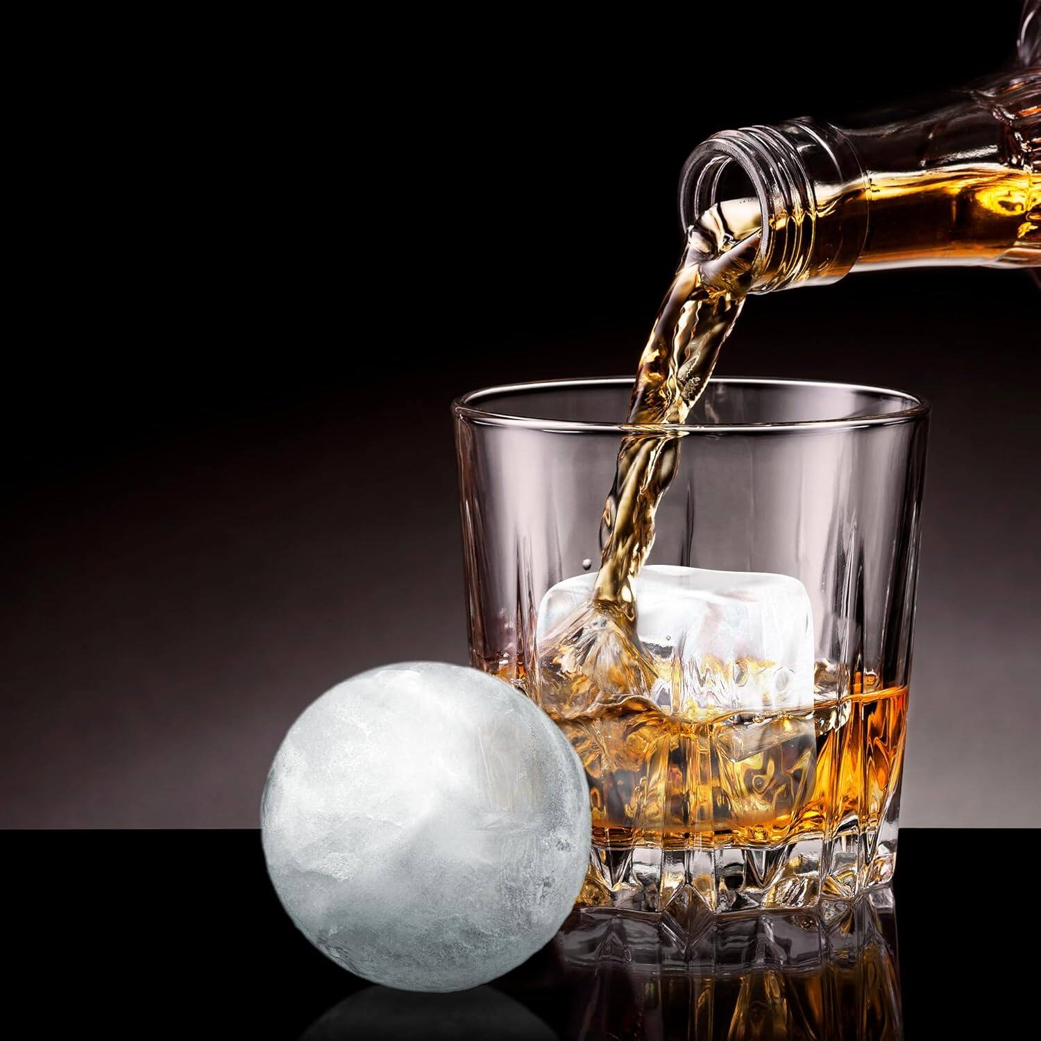 Angle. Zulay Kitchen - Zulay Kitchen Silicone Ice Cube Trays Set of 2 - Large Square Ice Cube Molds and Sphere Ice Ball Maker with Lid - Red.