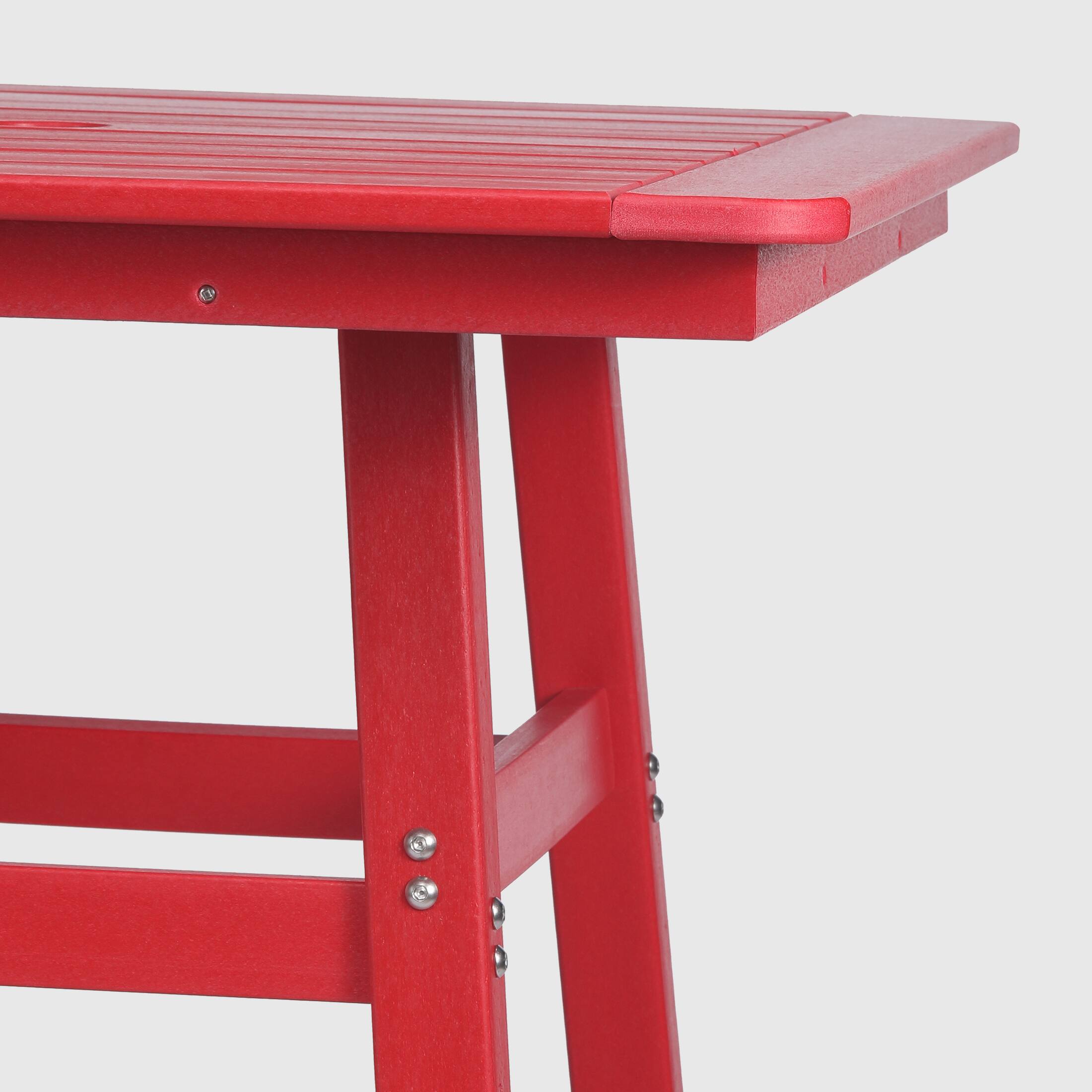 Alt View 1. WestinTrends - WestinTrends Malibu 30" Square Outdoor Patio Bistro Bar Table With Umbrella Hole - Red.