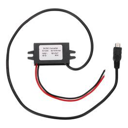 Unique Bargains - DC 12/24V to 5V 3A 15W Step Down Converter with Mini USB Straight Connector for Car Truck Solar - Black