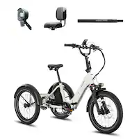 Lectric eBikes - XP Trike2 Foldable eBike (Max 50mi/14mph) + Support Seat/Suspension Seat Post/Elite Headlight - Stratus White - Front_Zoom