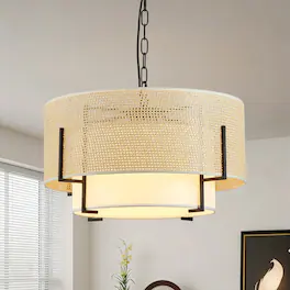 Adewalk - Rattan Pendant Light, Hand-Woven Boho Chandelier for Dining Room, Living Room, Bedroom, Hallway