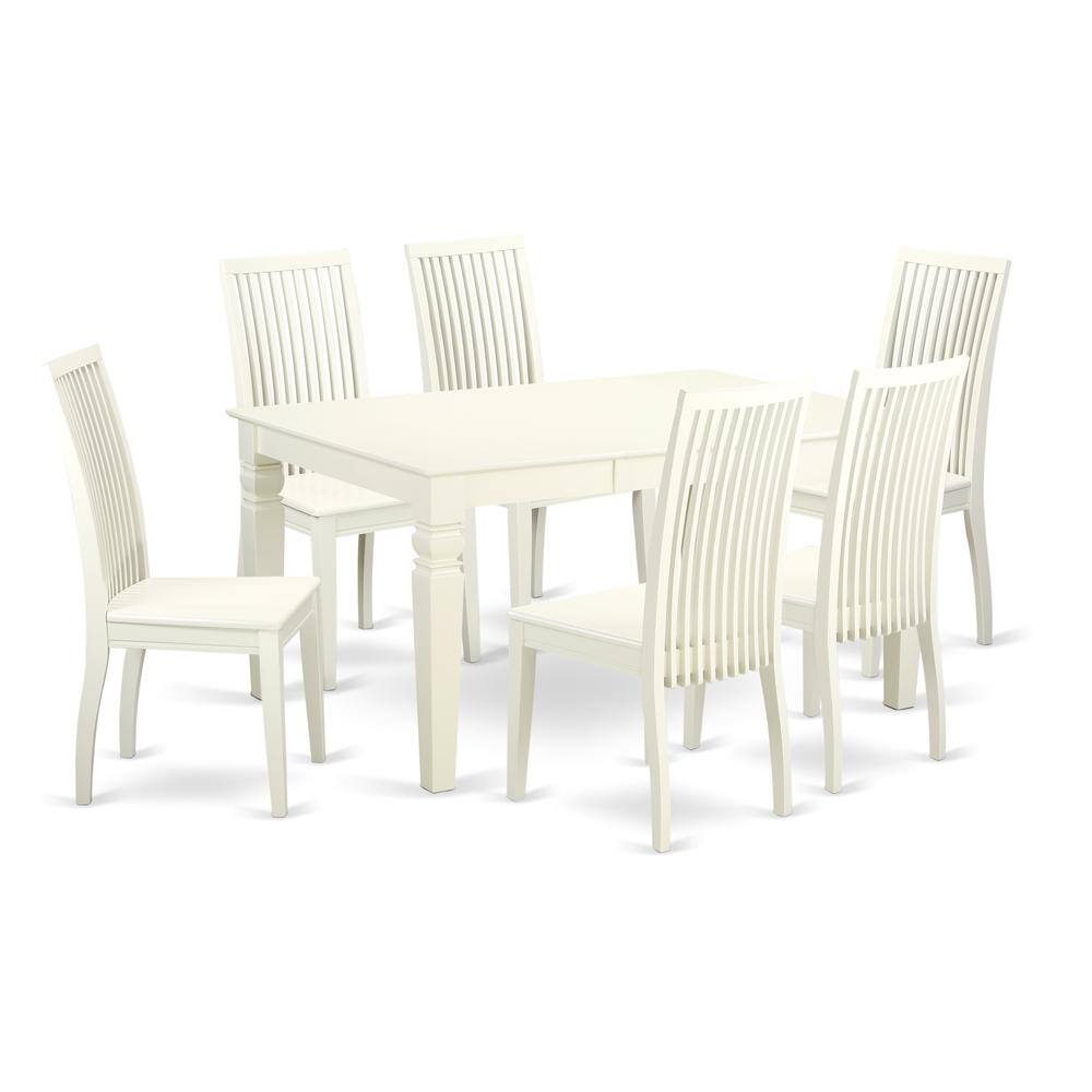 Back. East West Furniture - Dining Room Set Linen White - Brown.