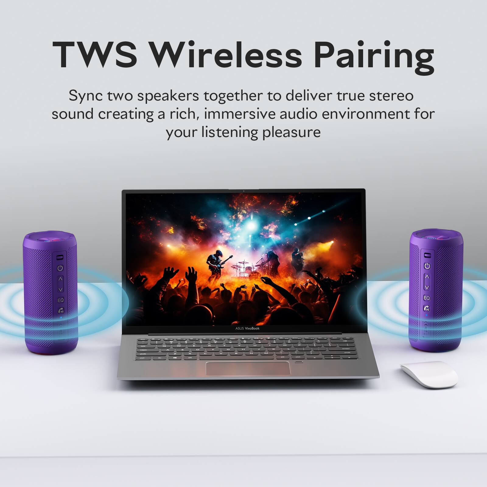TWS Wireless Pairing

Sync two speakers together to deliver true stereo sound creating a rich, immersive audio environment for your listening pleasure