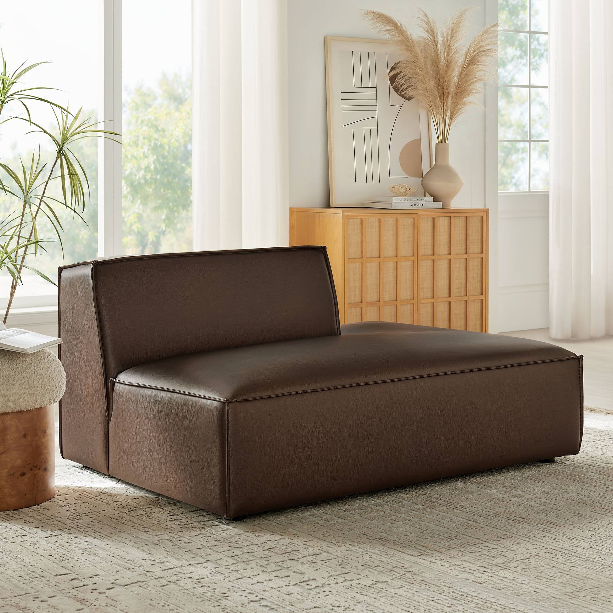 Alt View 7. Modway - Restore Vegan Leather Right-Facing Armless Modular Chaise by Modway - Espresso.