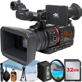 Bundle - Panasonic - AG-CX350 Camcorder 4K Handheld + 32GB Card + UV Filter + ZeeTech - Black