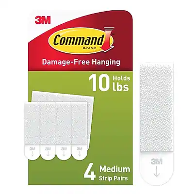 3M Command Brand Damage-Free Hanging
Holds 10 lbs
4 Medium Strip Pairs