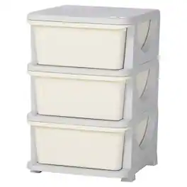 Qaba - Drawers Kids Storage Unit, 3 Tier Stackable Toy Organizers and Storage Chest - Cream White